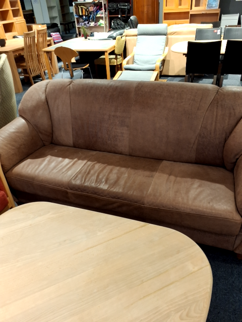 Brun lædersofa